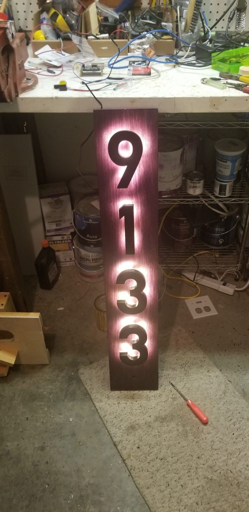 LED purpleheart sign test wiried